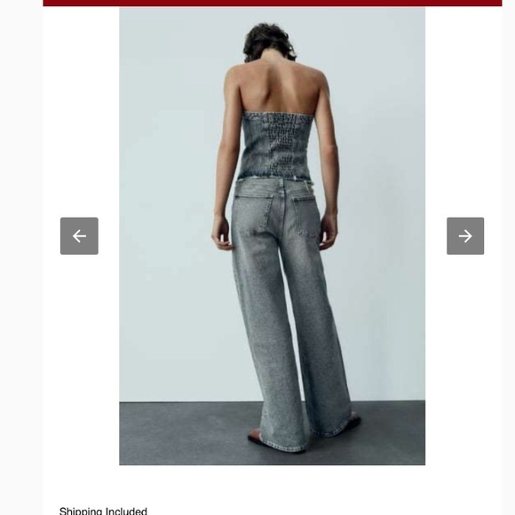 NEW ZARA STRAPLESS DENIM JUMPSUIT SIZE LARGE EDGY JEANS STREETWEAR ROMPER - Picture 2 of 7